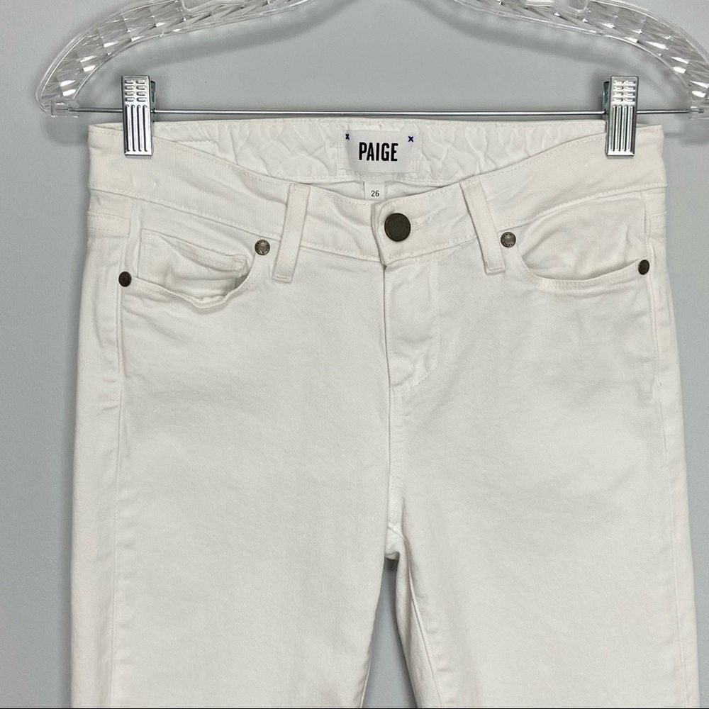 Paige Skyline Crop Skinny Jeans Optic White 26 - Picture 4 of 13